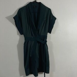 Banana Republic Wrap Dress Womens 0 Green Pre Owned Shawl Collar Short Sleeve